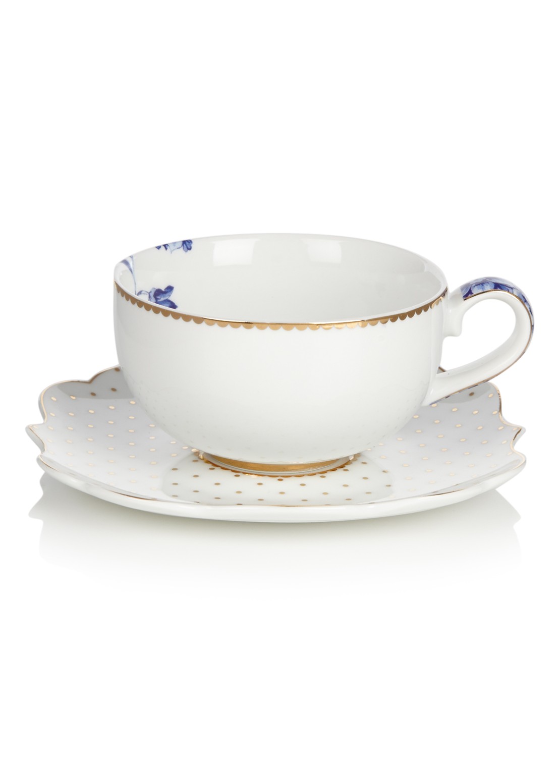 Pip Studio Royal White espressokopje en schotel 12,5 cl - voorkant wit