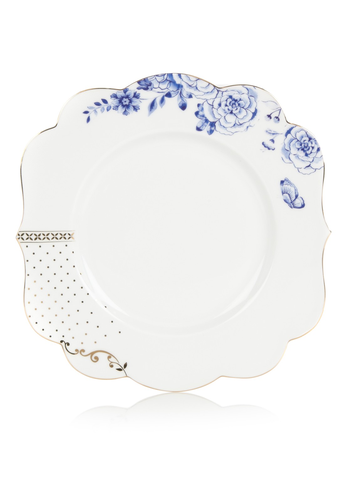 Pip Studio Royal White ontbijtbord 23,5 cm - voorkant wit