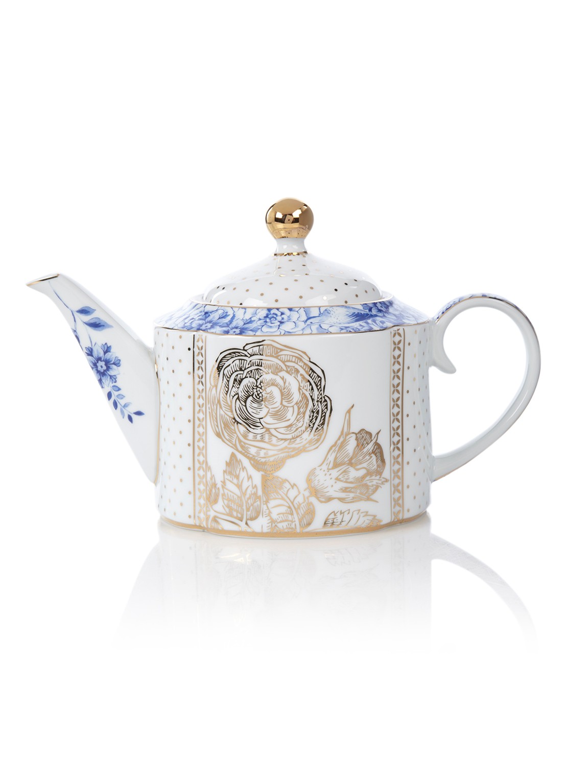 Pip Studio Royal White theepot 0,9 liter - voorkant 4 wit