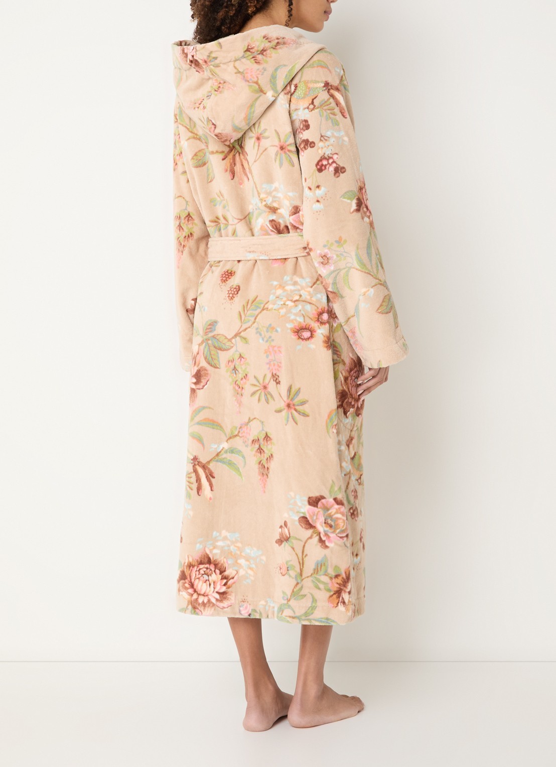 Pip Studio Secret Garden badjas met bloemenprint - unisex - achterkant 4 beige