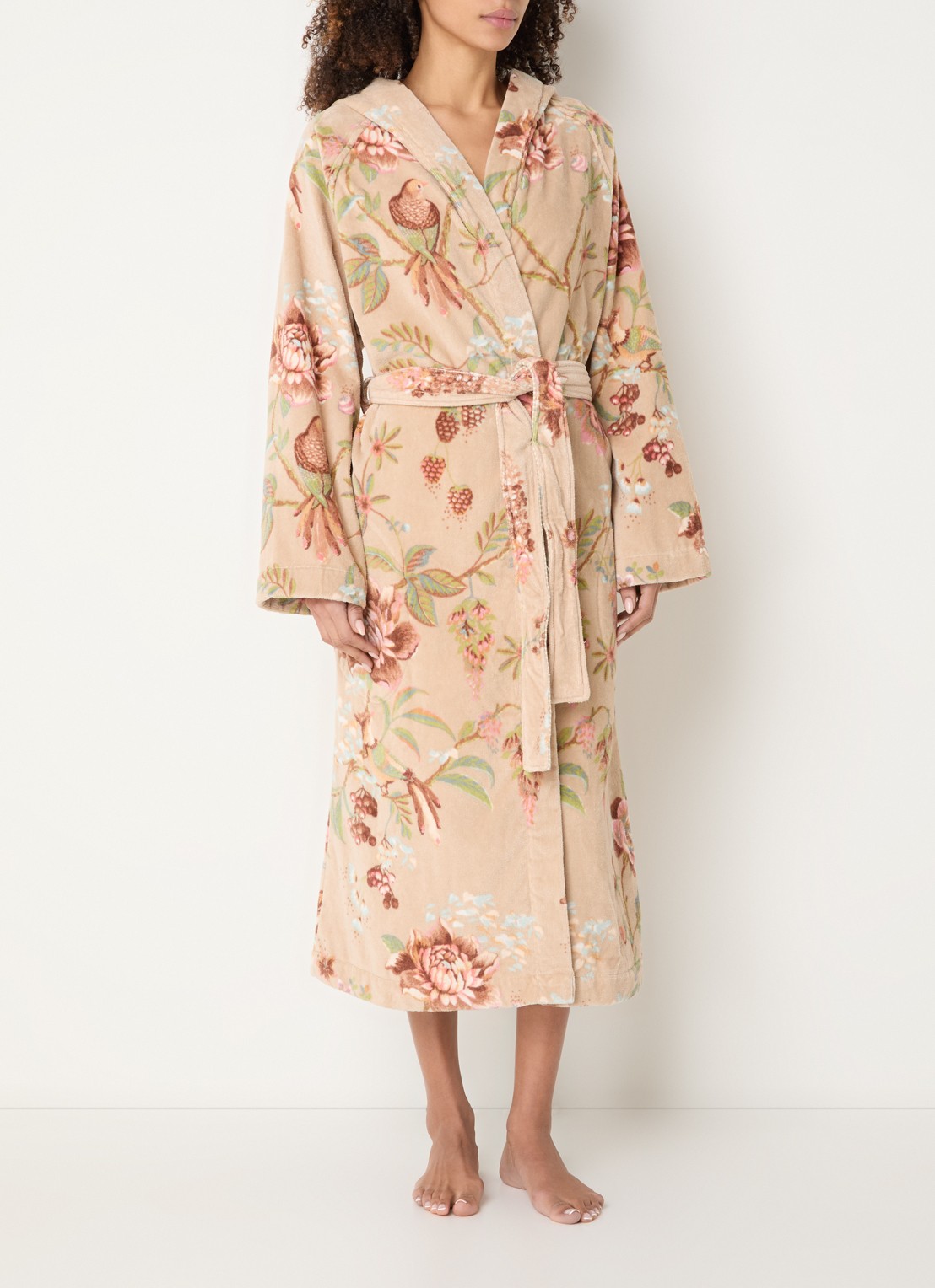 Pip Studio Secret Garden badjas met bloemenprint - unisex - detail 3 beige