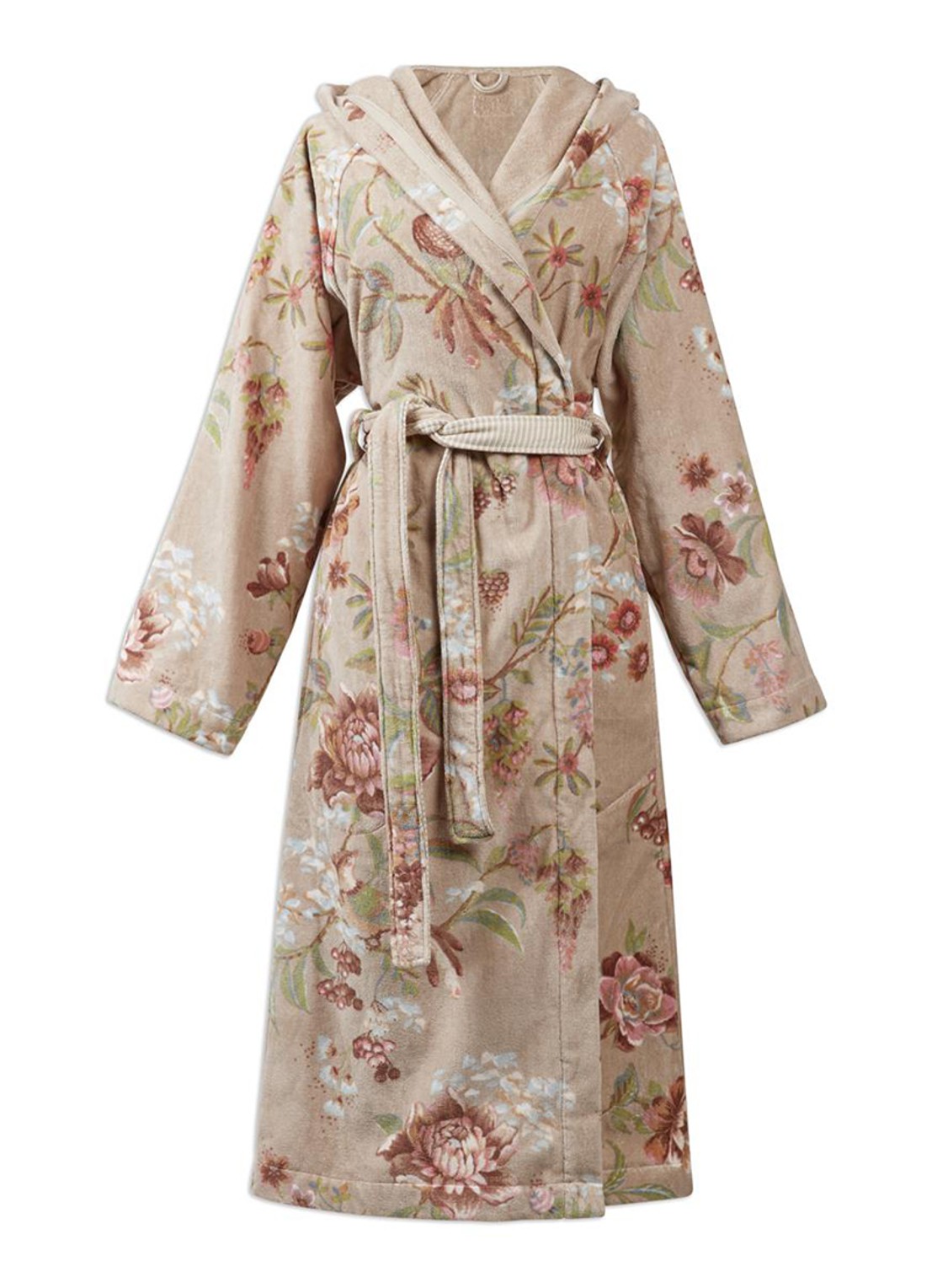 Pip Studio Secret Garden badjas met bloemenprint - voorkant 2 khaki