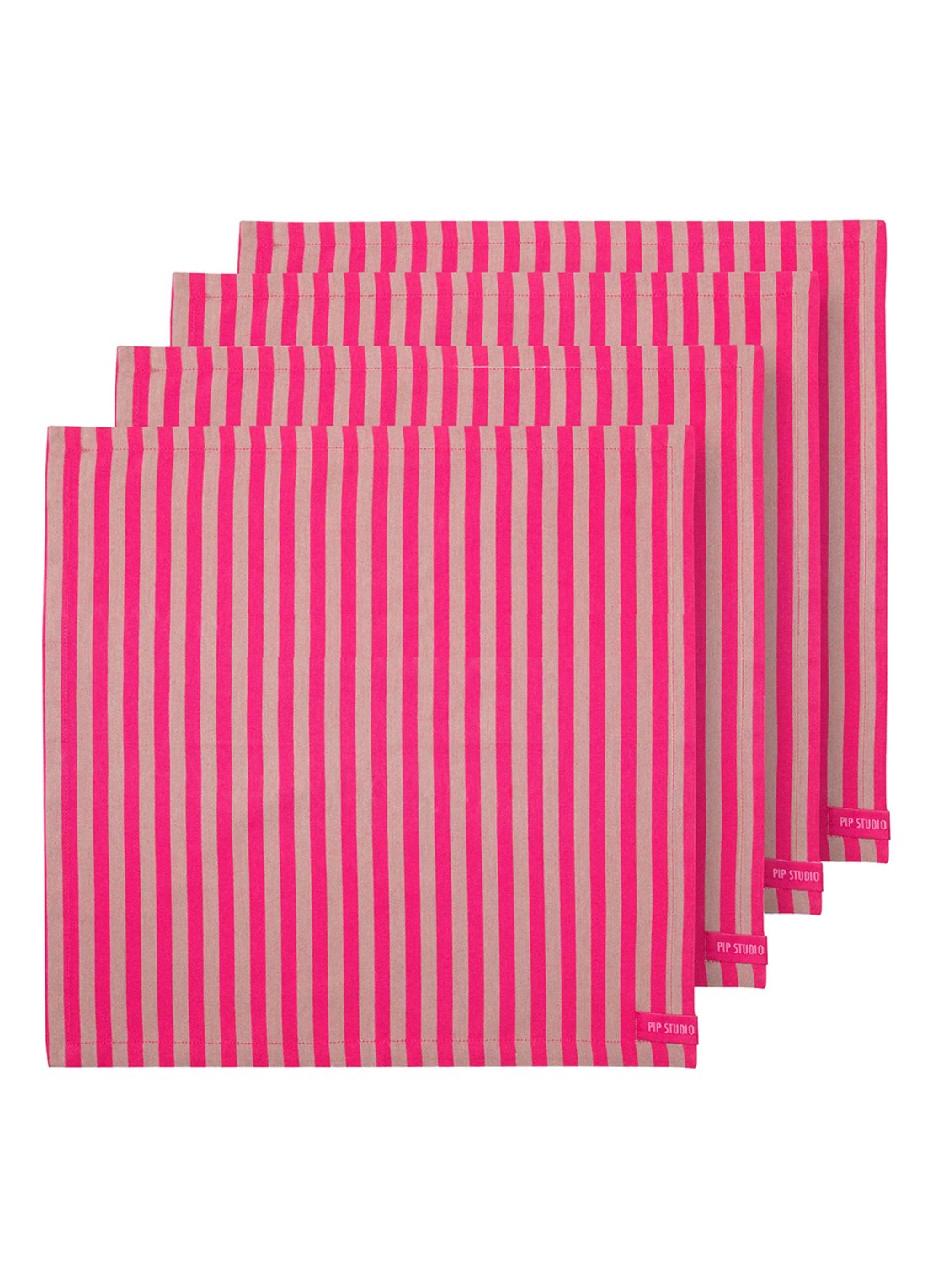 Pip Studio Stripes servetten 40 x 40 cm set van 4 - voorkant roze
