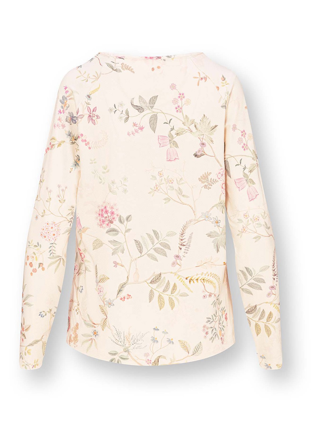 Pip Studio Tina Bodhi Flower pyjamatop met bloemenprint - achterkant 5 gebroken wit
