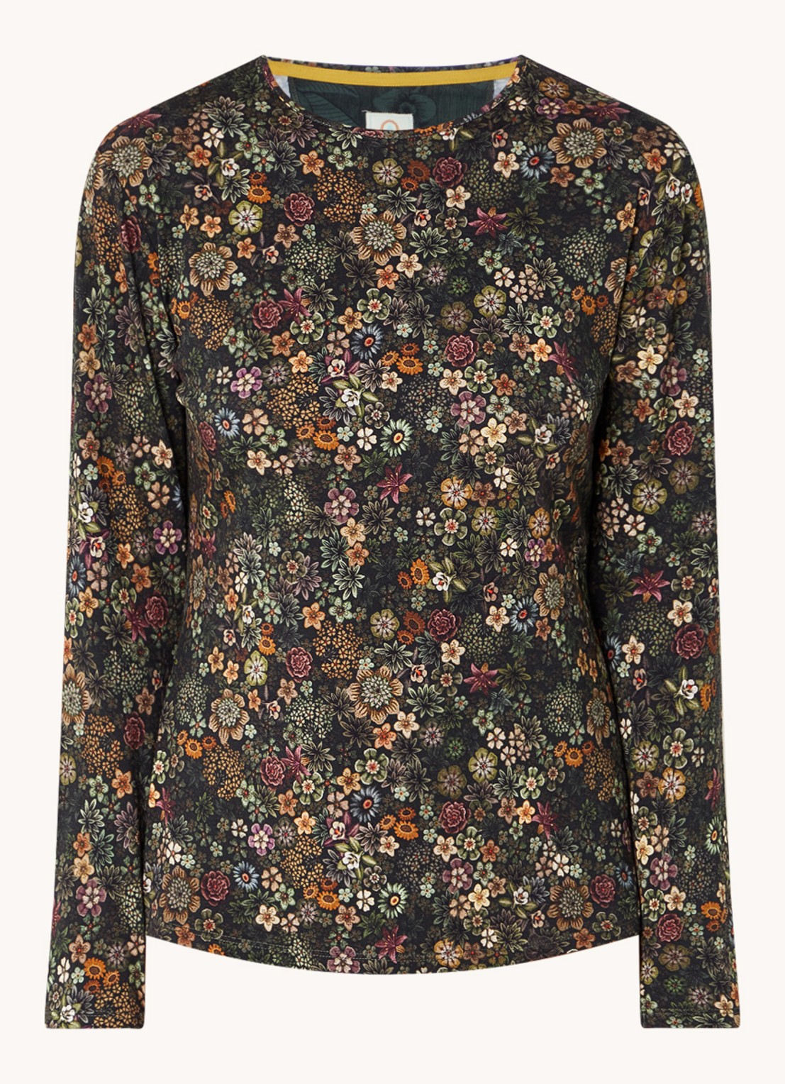Pip Studio Tom pyjamatop met bloemenprint - voorkant donkergroen
