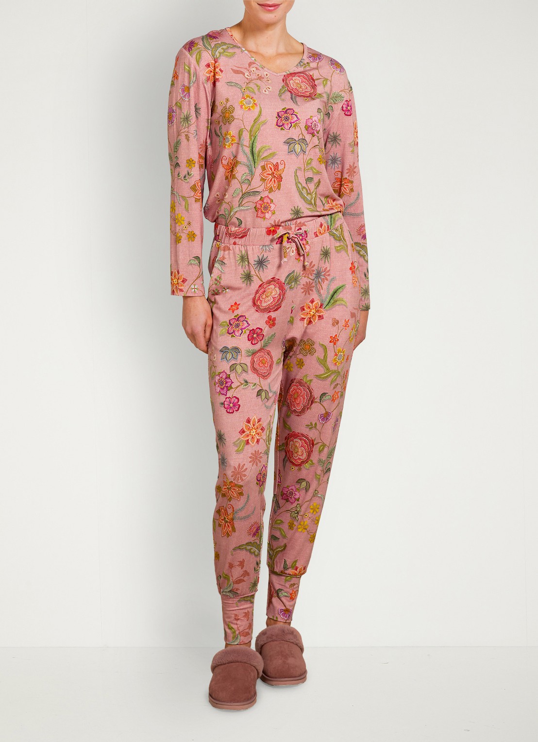Pip Studio Trice pyjamatop met bloemenprint - detail 3 roze