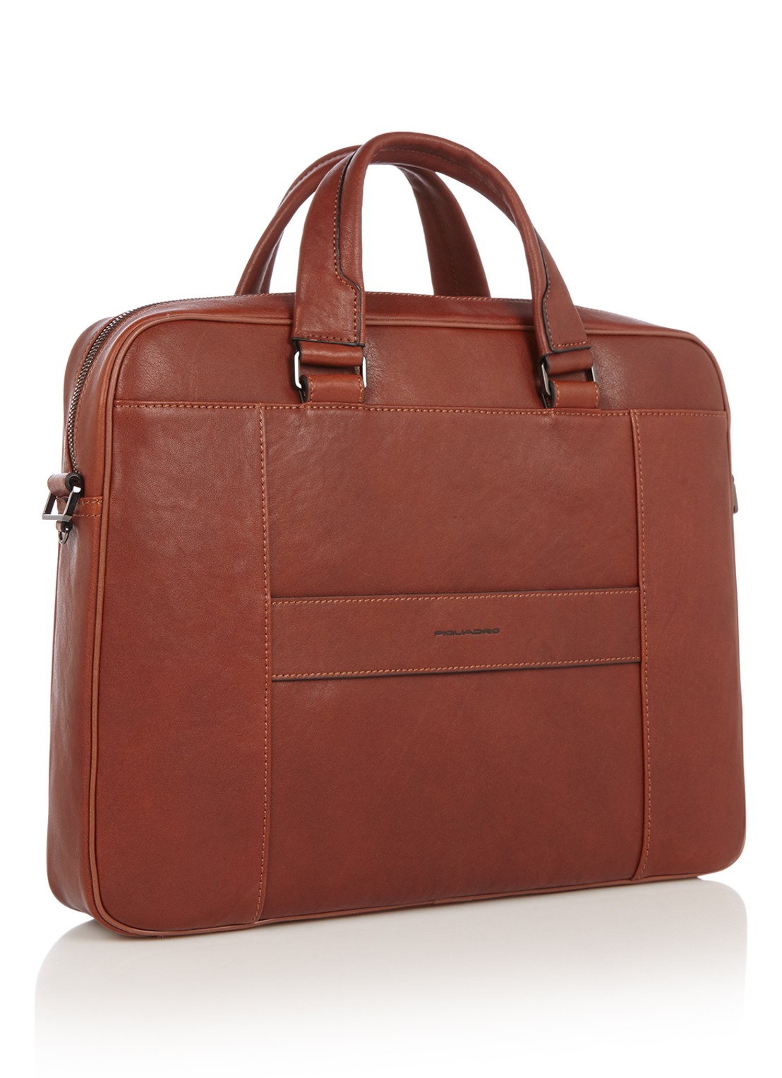 Piquadro Black Square laptoptas met 15 inch laptopvak - detail 2 cognac