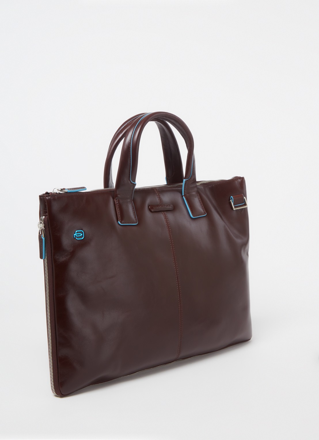 Piquadro Businesstas van kalfsleer met 15 inch laptopvak - achterkant 2 roodbruin