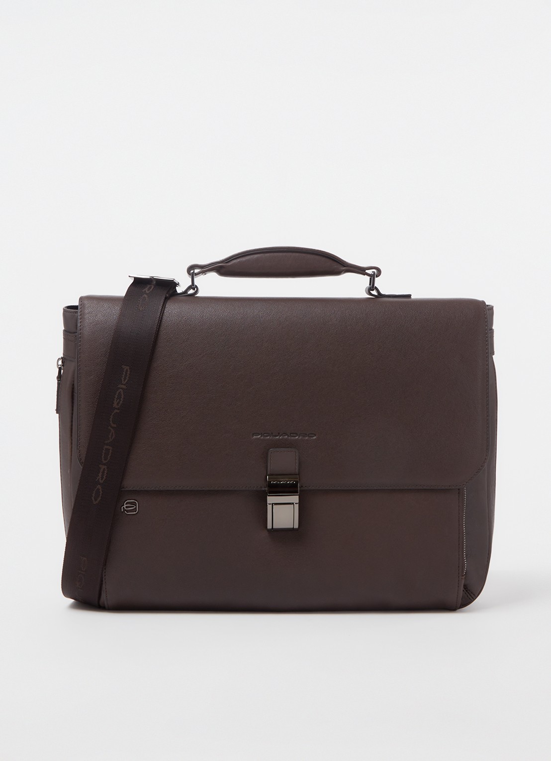Piquadro Businesstas van leer met 15 inch laptopvak - voorkant donkerbruin