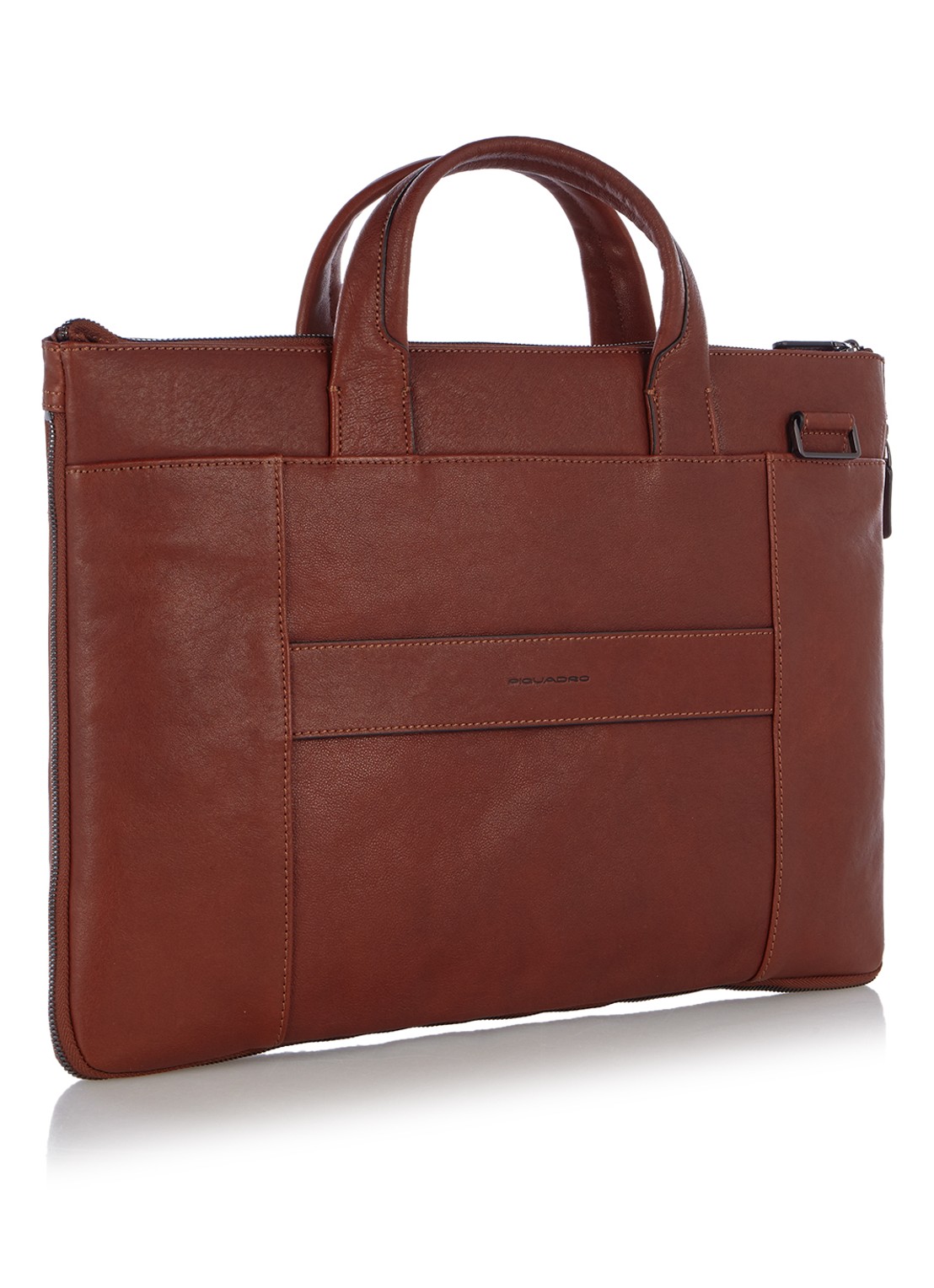 Piquadro Laptoptas met 15 inch laptopvak - detail 2 cognac