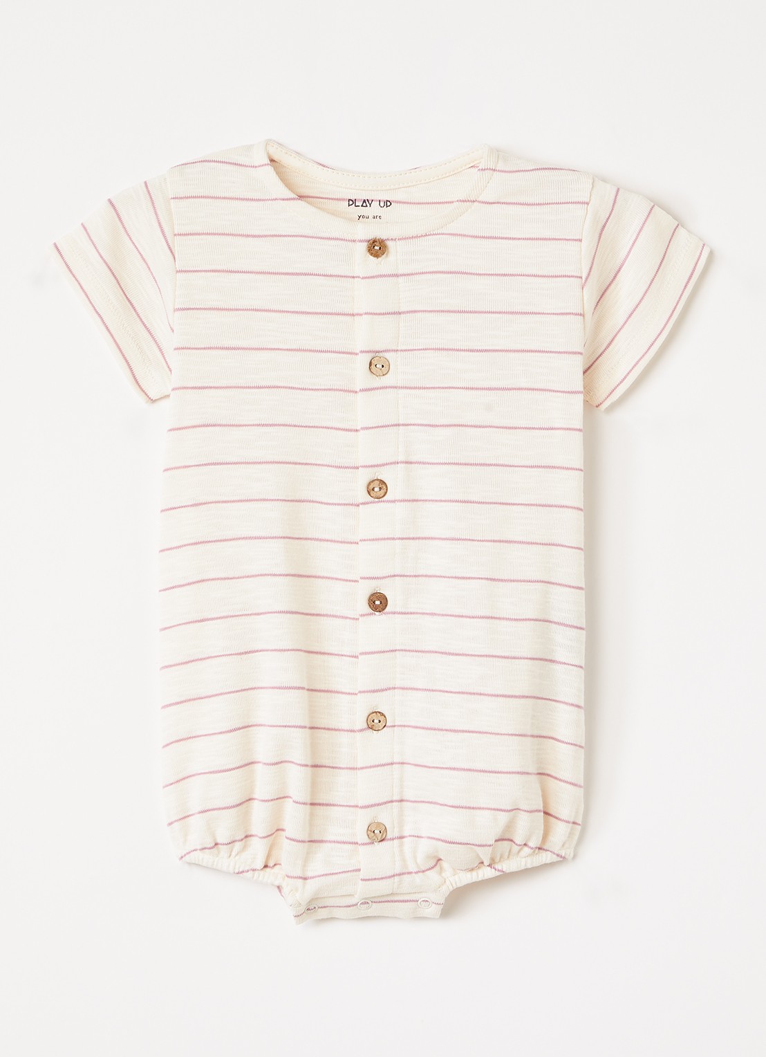 Play Up Flame romper met streepprint - voorkant roze
