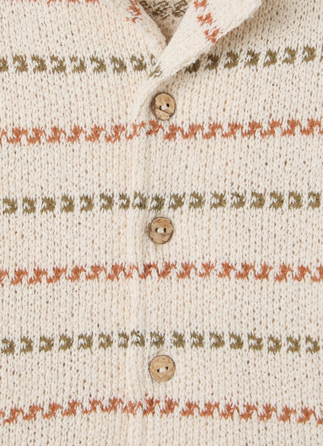 Play Up Grofgebreid overhemd met ingebreid patroon - detail 3 beige
