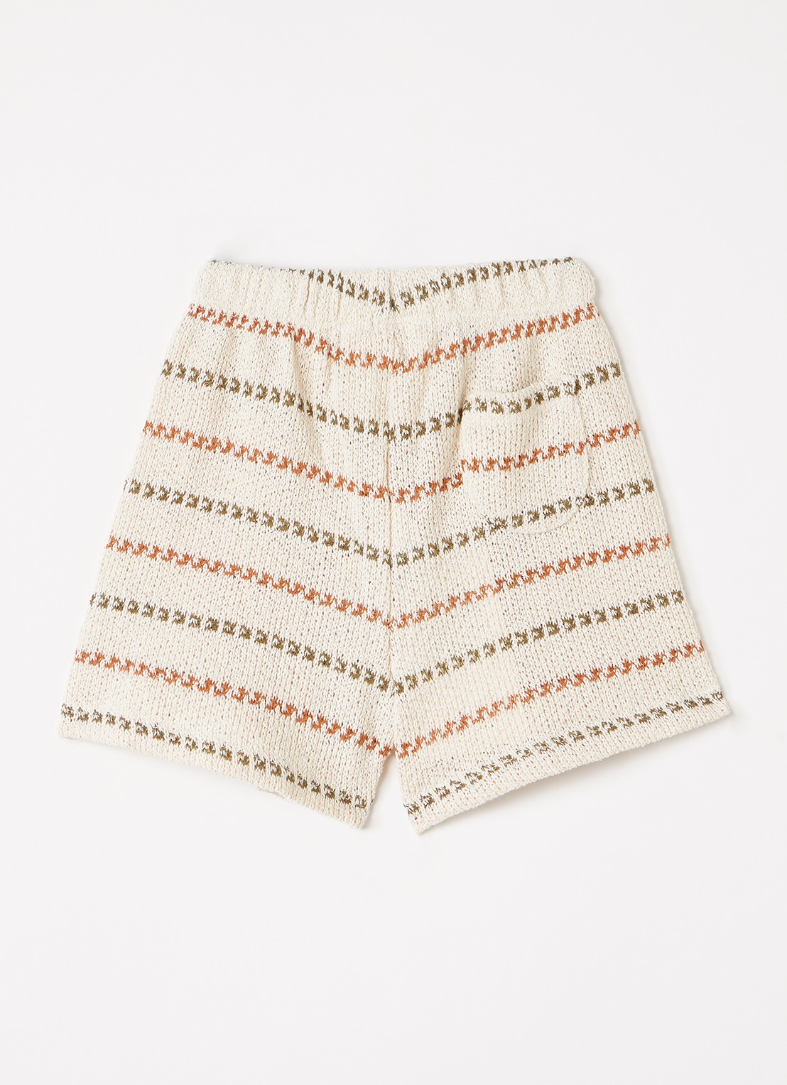 Play Up Grofgebreide straight fit korte broek met streepprint - voorkant 3 beige