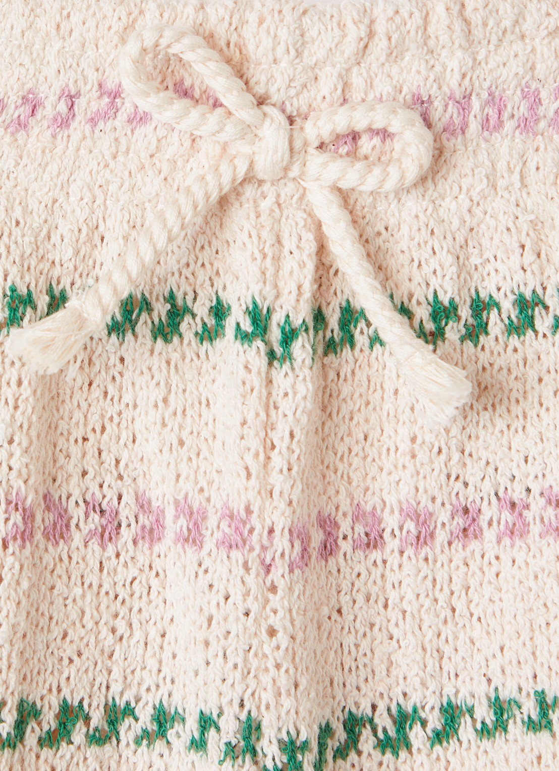 Play Up Grofgebreide straight fit korte broek met streepprint - detail roze