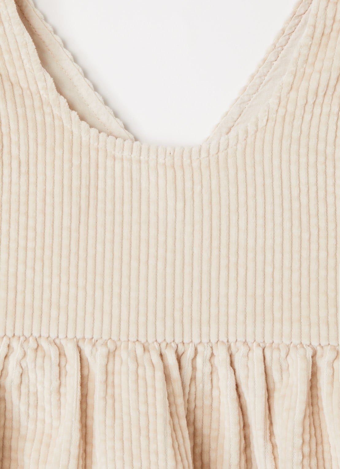 Play Up Jurk van corduroy met volant - detail creme