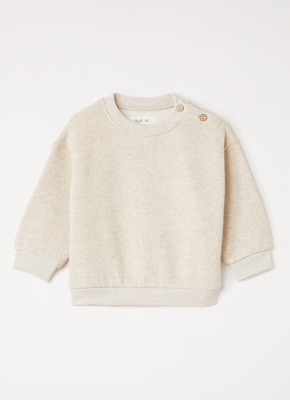 Play Up Sweater met gemêleerd dessin - voorkant 2 creme