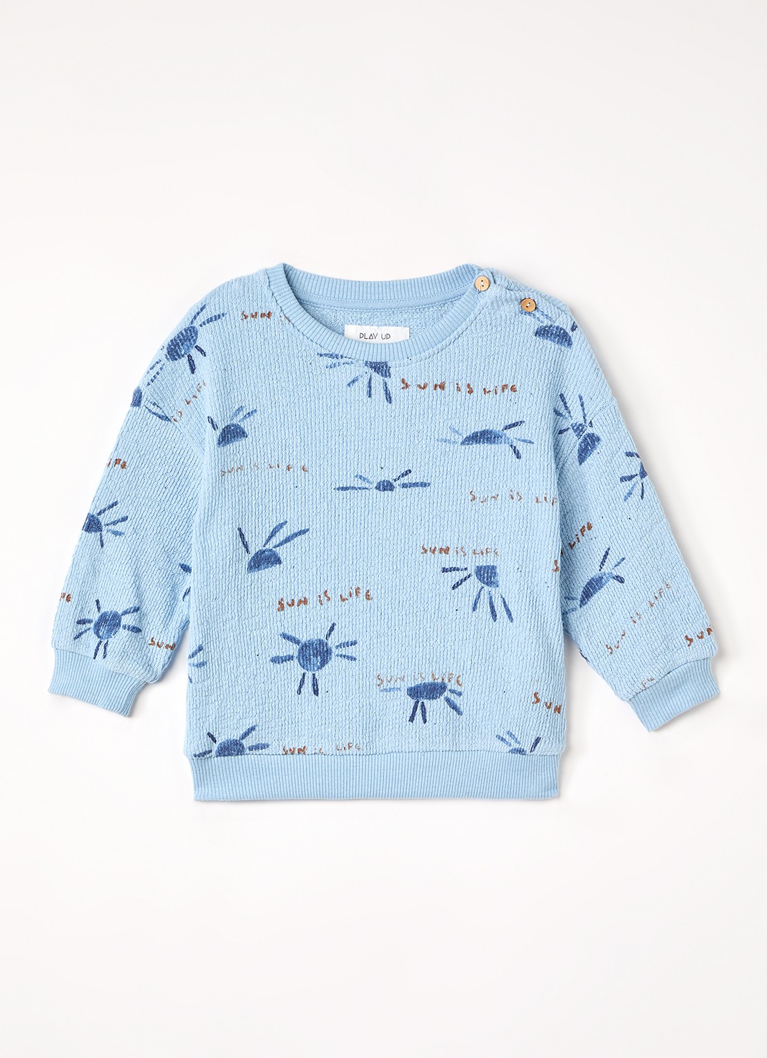Play Up Sweater met print - voorkant blauw