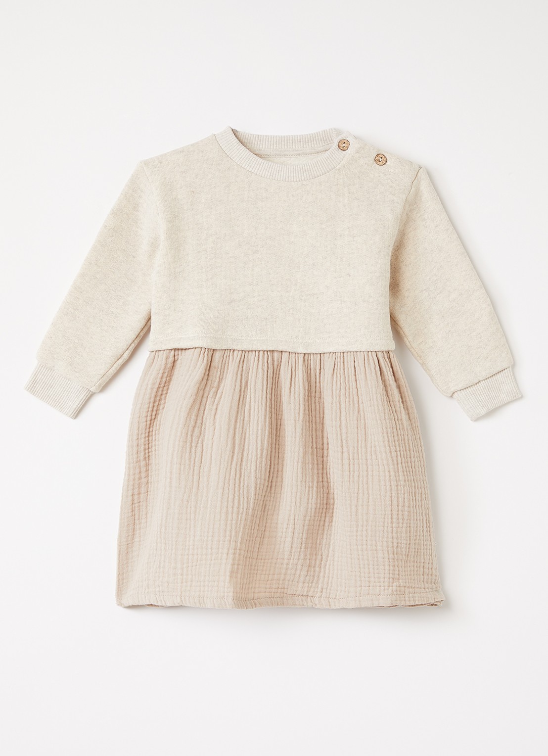 Play Up Trui jurk met structuur - voorkant 2 creme