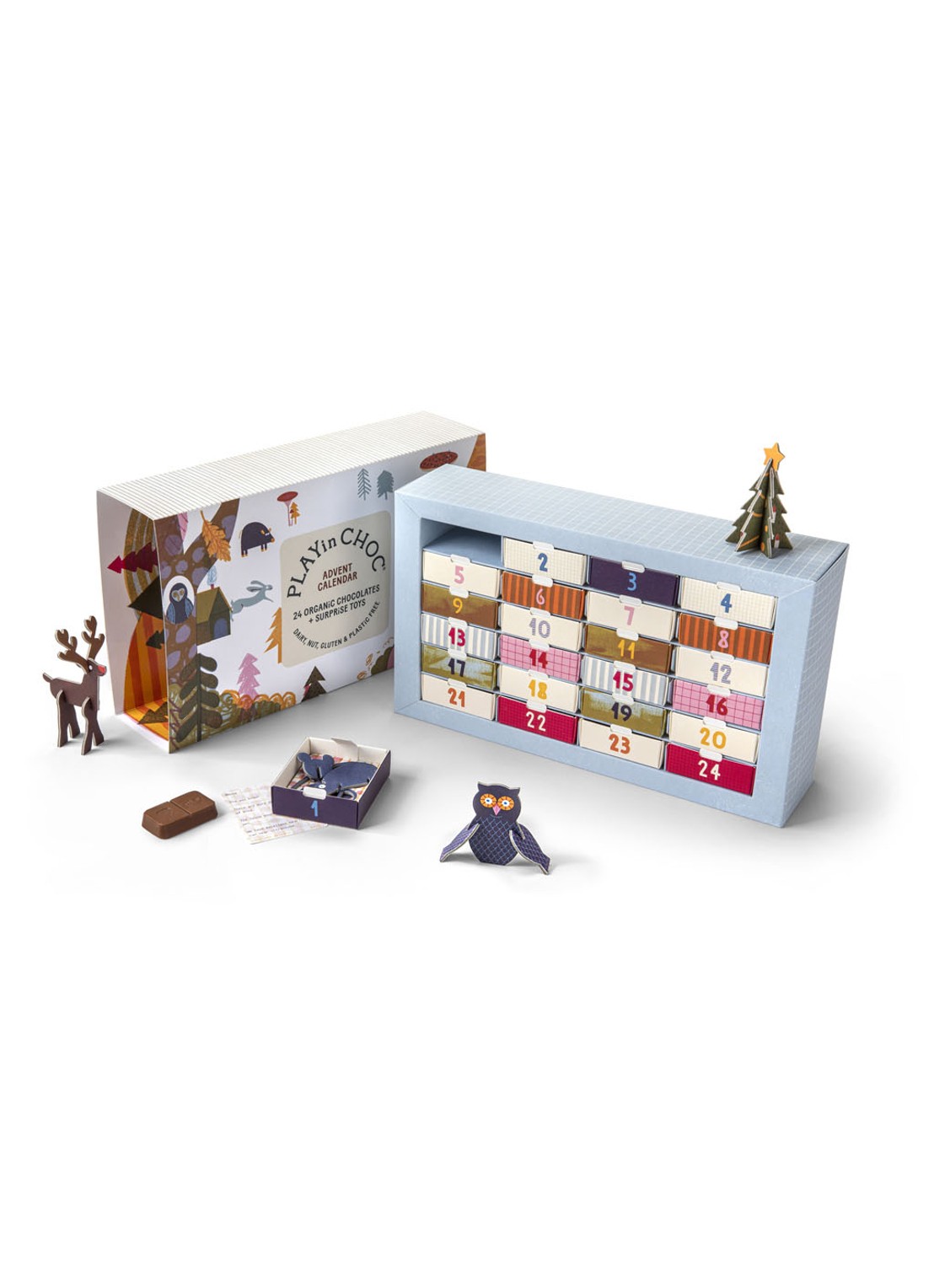 PLAYin CHOC Adventskalender met chocolade - 24 dagen - voorkant undefined