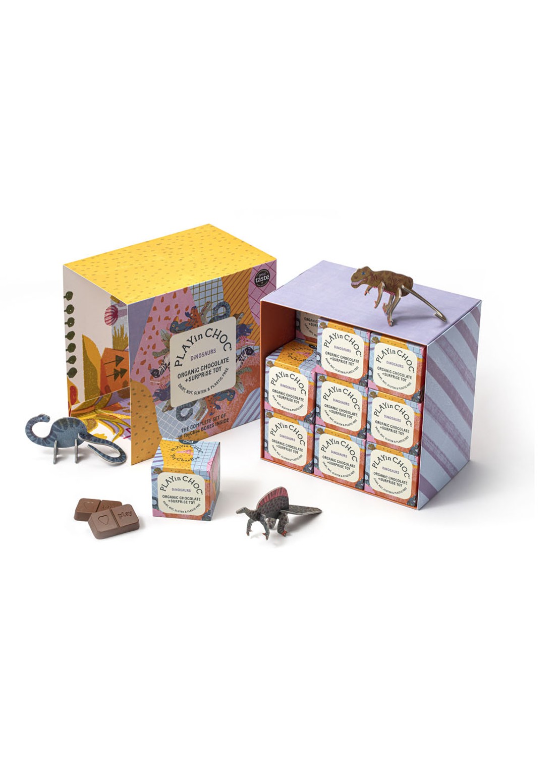 PLAYin CHOC ToyChoc Giftset Surprises Dinosaurussen chocolade met surprise - set van 18 - voorkant undefined