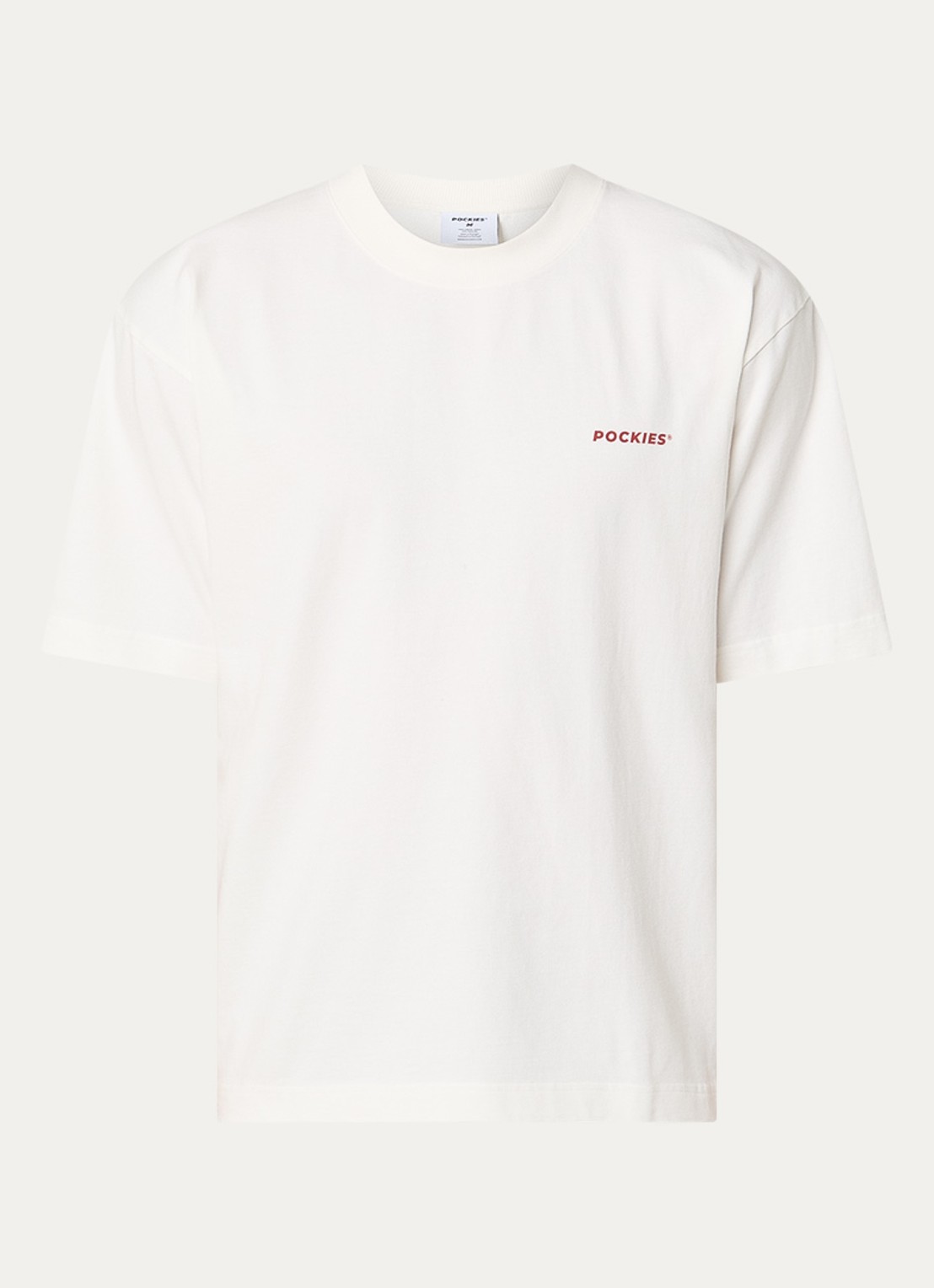 Pockies Alarm T-shirt met logo- en backprint - voorkant 3 wit