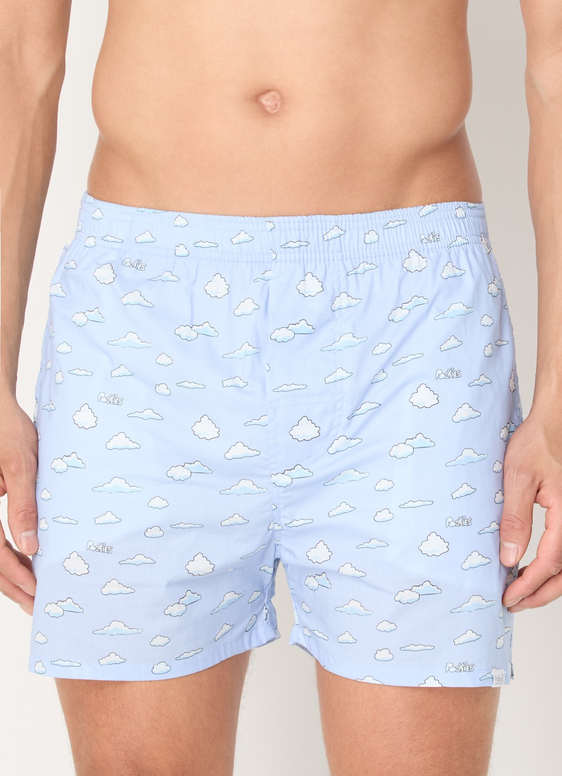 Pockies Blue Clouds boxershort met steekzakken - detail blauw