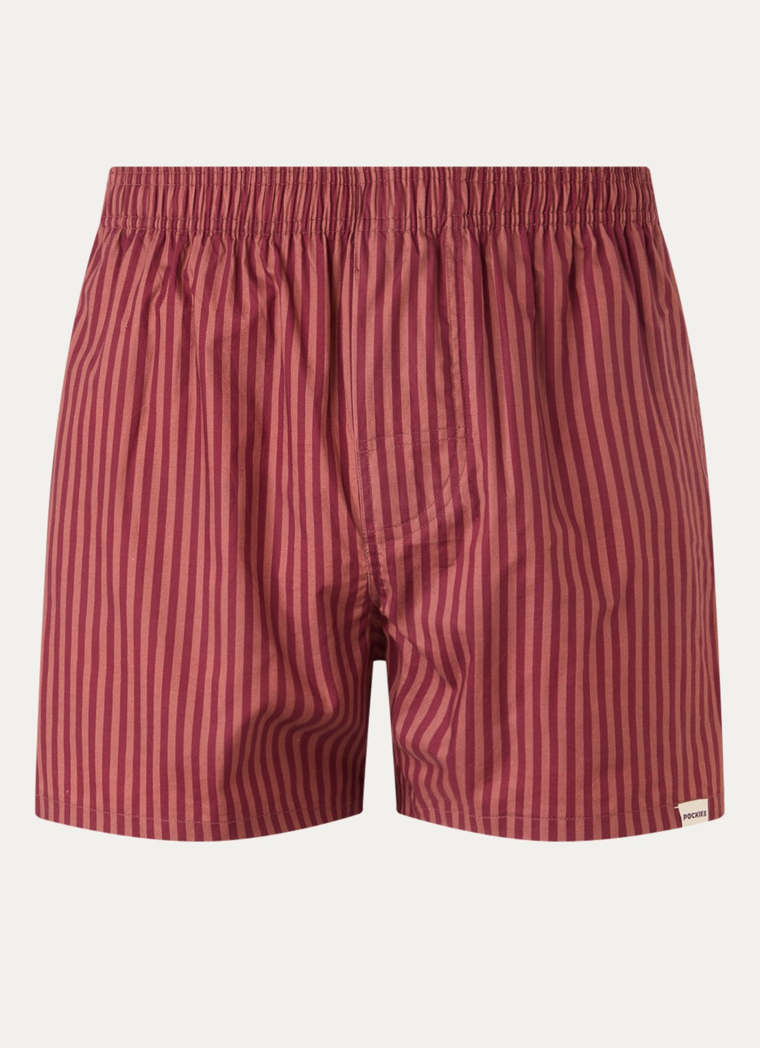 Pockies Boxershirt met streepprint - voorkant donkerrood