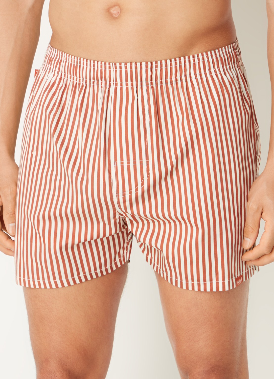 Pockies Boxershort van  katoen met streepprint - detail 4 steenrood