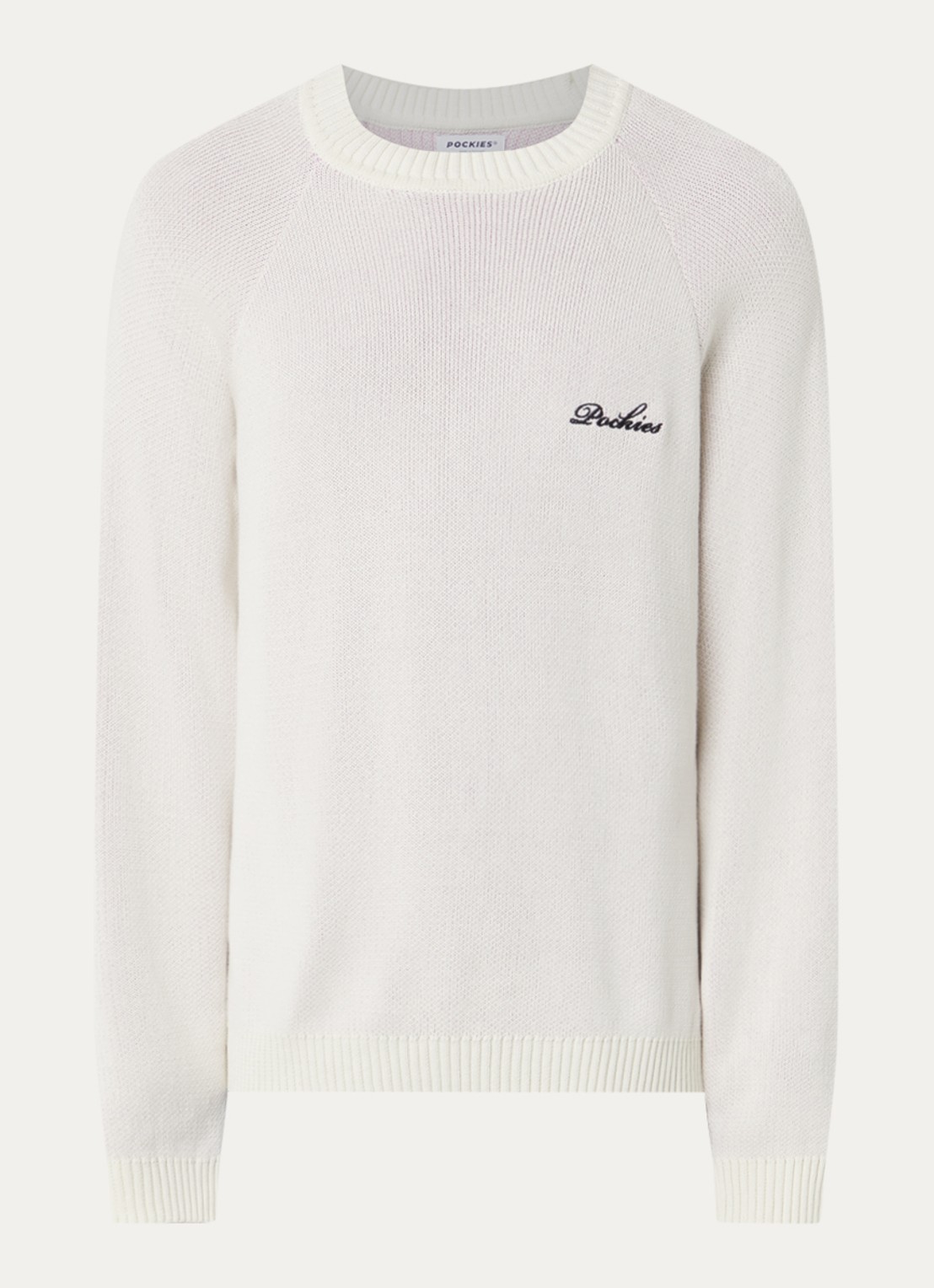 Pockies Grofgebreide trui met logo- en backprint - voorkant 3 paars