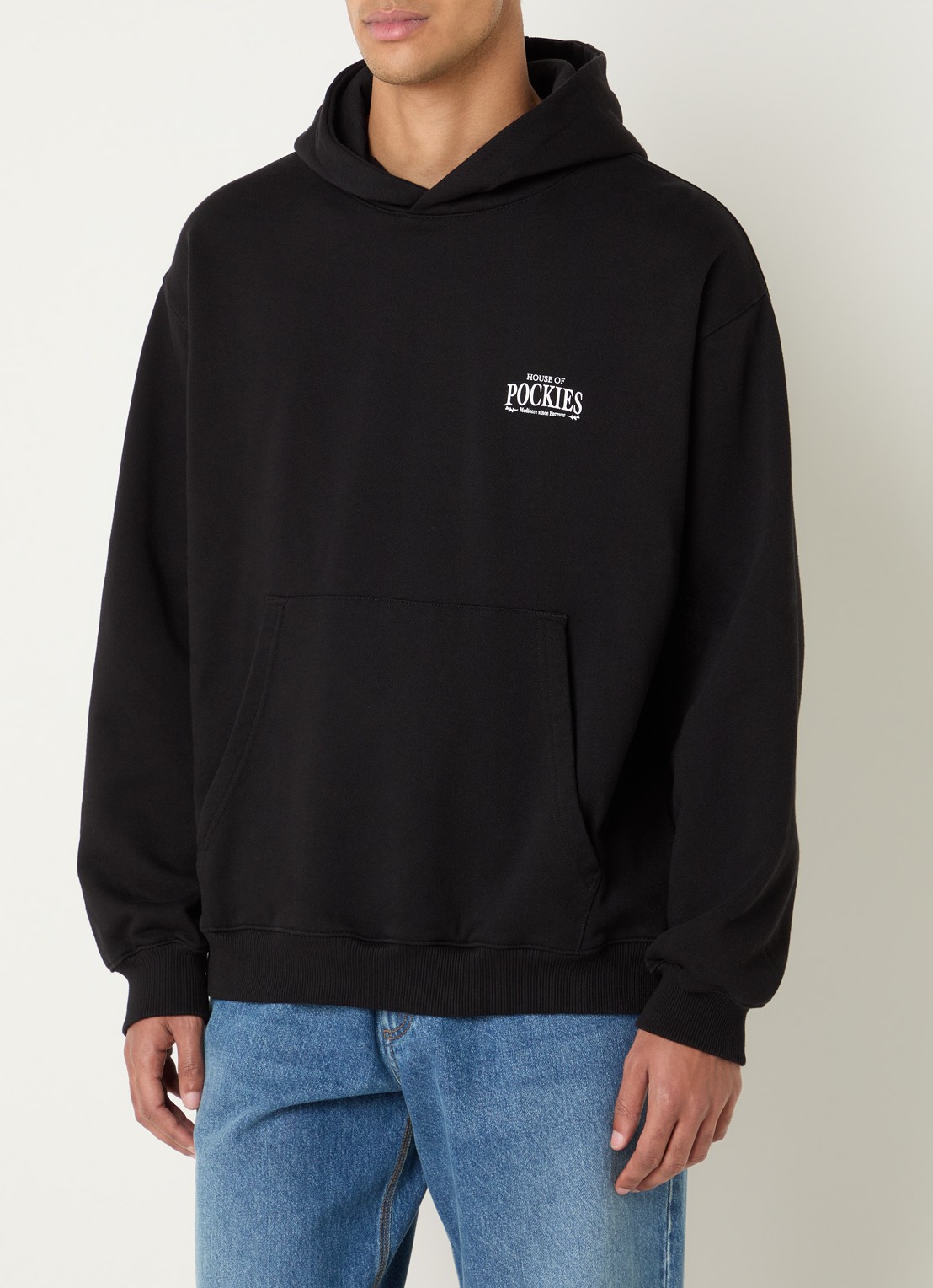 Pockies Herd hoodie met logo- en backprint - achterkant 3 zwart