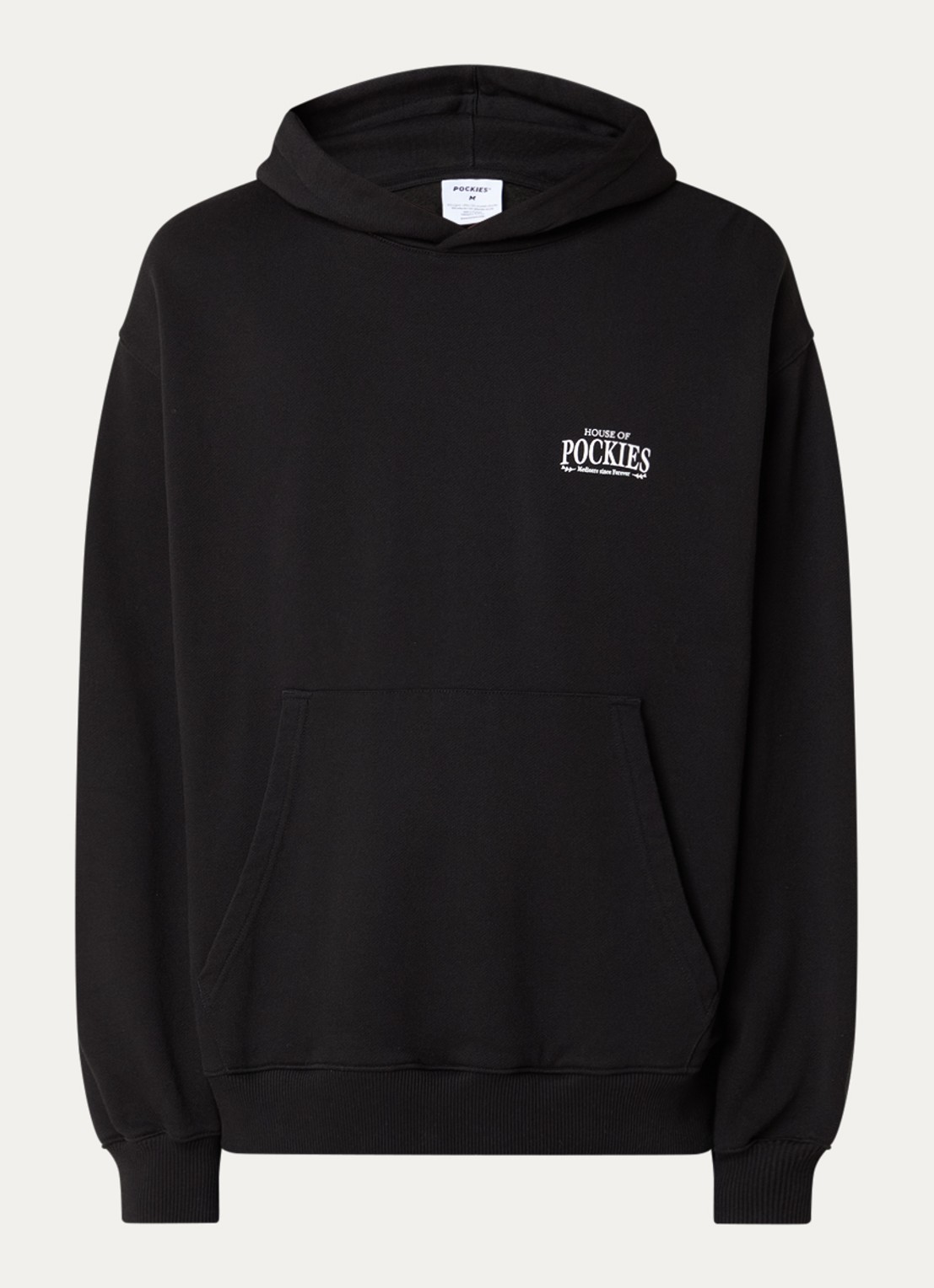 Pockies Herd hoodie met logo- en backprint - voorkant 4 zwart