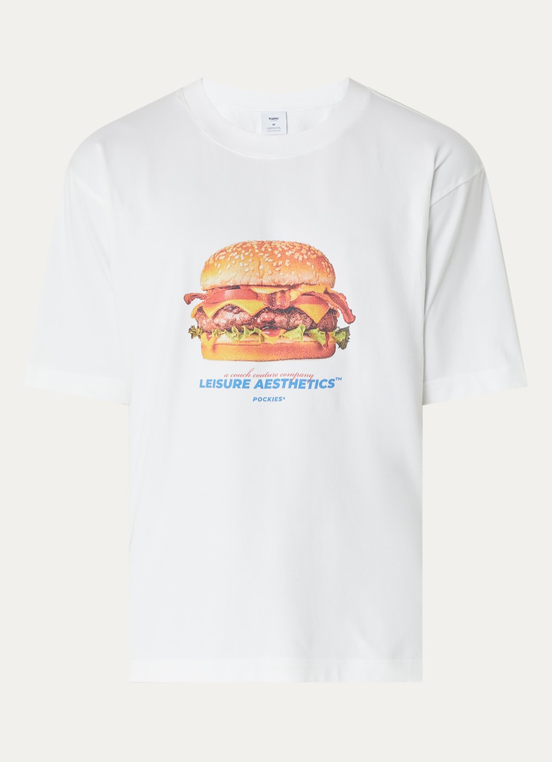 Pockies L.A. Burger T-shirt met logoprint - voorkant wit
