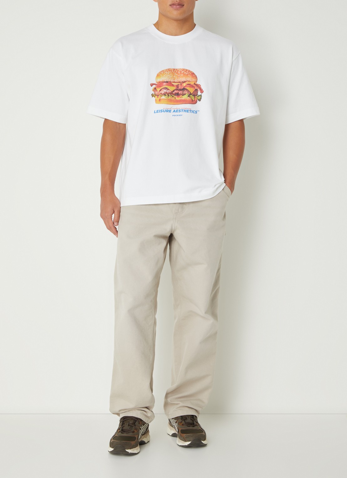 Pockies L.A. Burger T-shirt met logoprint - voorkant 2 wit
