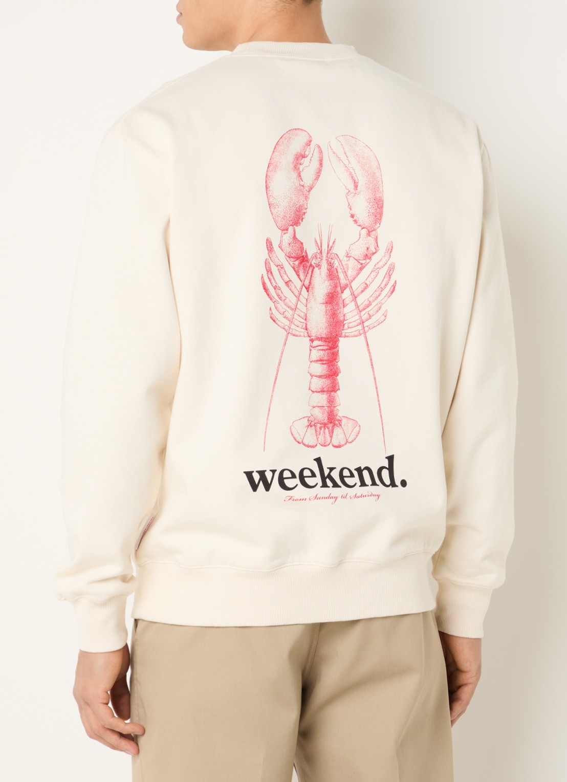 Pockies Lobster sweater met logo- en backprint - detail creme