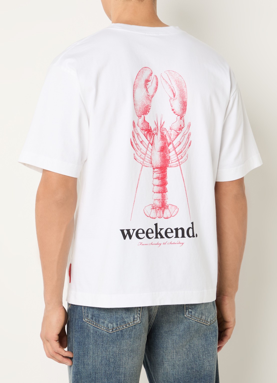Pockies Lobster T-shirt met logo- en backprint - detail 4 wit