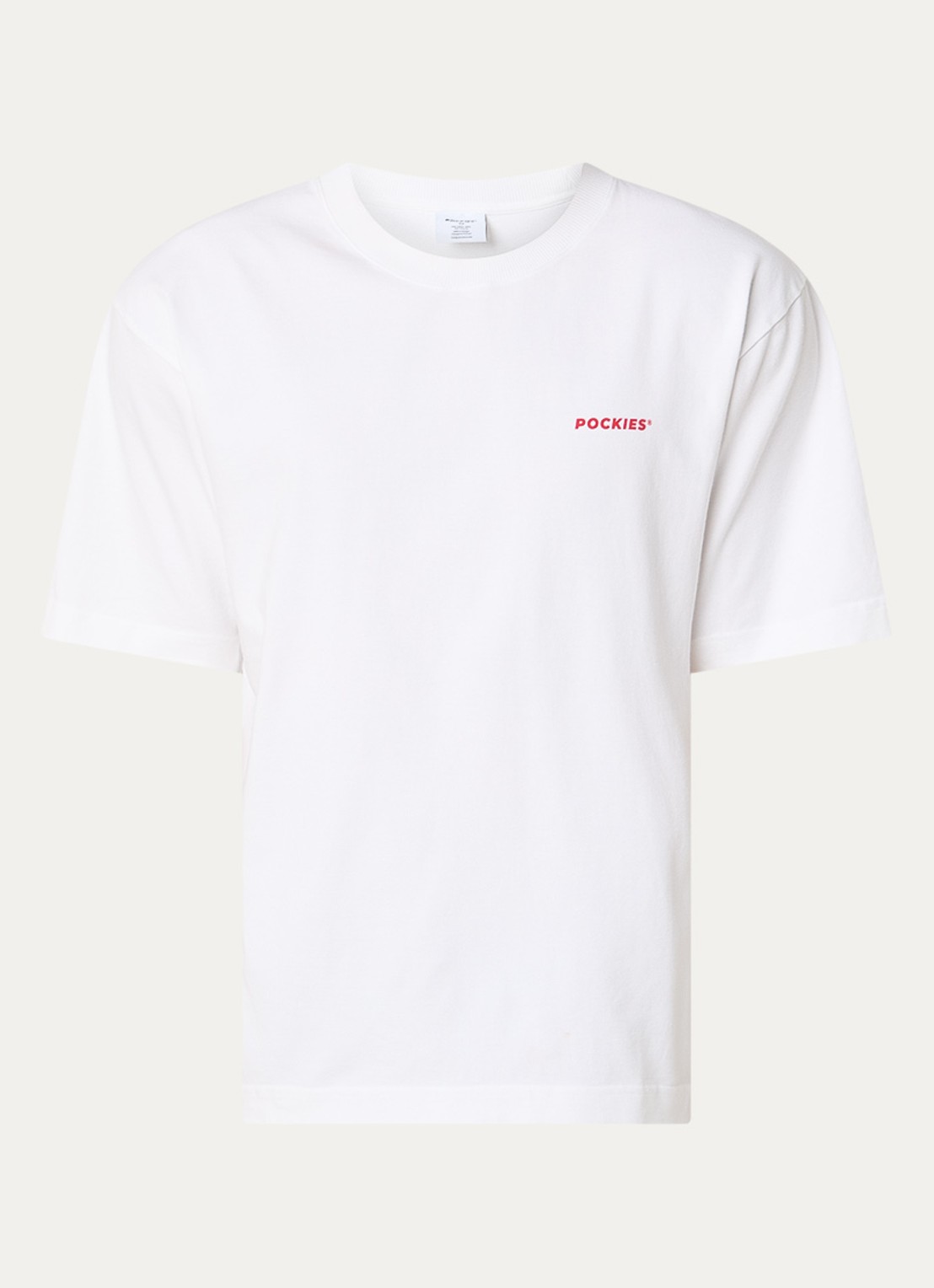 Pockies Lobster T-shirt met logo- en backprint - voorkant wit