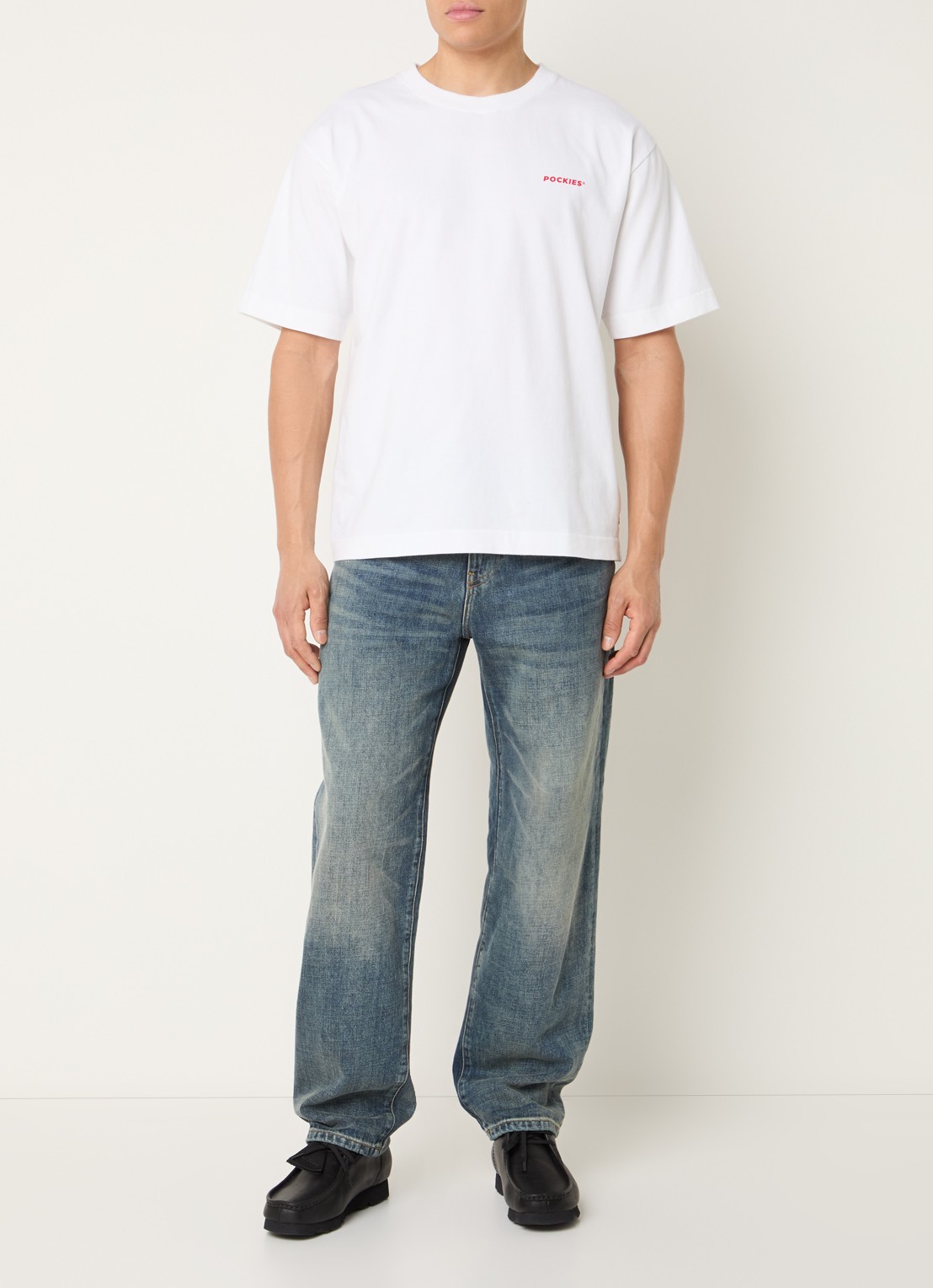 Pockies Lobster T-shirt met logo- en backprint - voorkant 2 wit