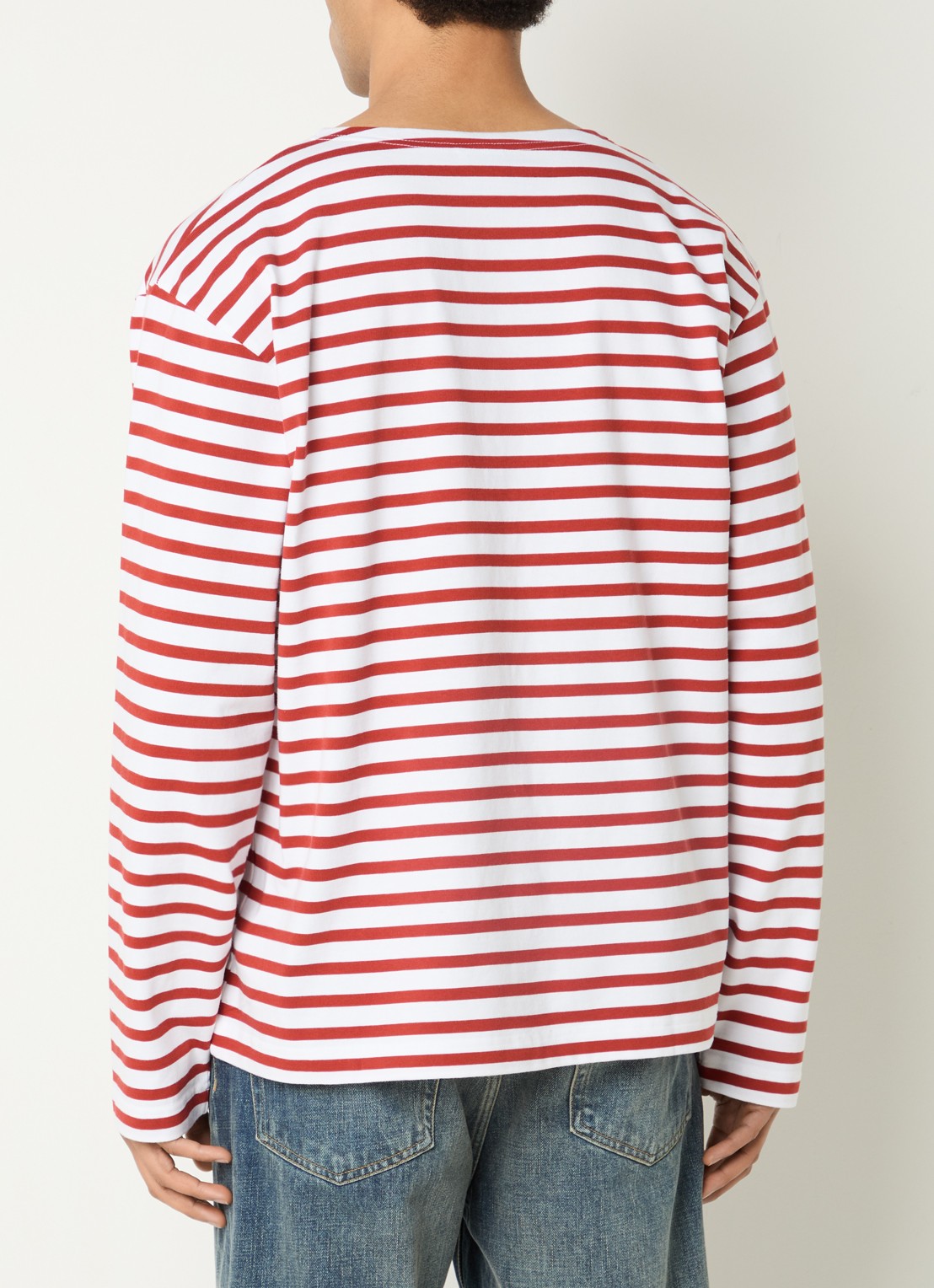 Pockies Longsleeve T-shirt met logo en streepprint - achterkant 3 steenrood