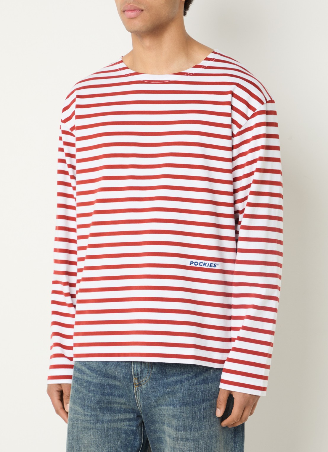Pockies Longsleeve T-shirt met logo en streepprint - detail 4 steenrood