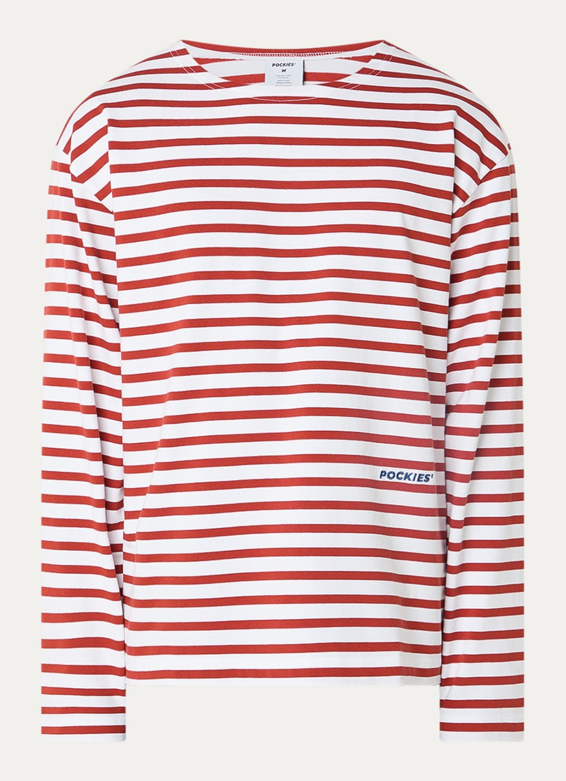 Pockies Longsleeve T-shirt met logo en streepprint - voorkant steenrood