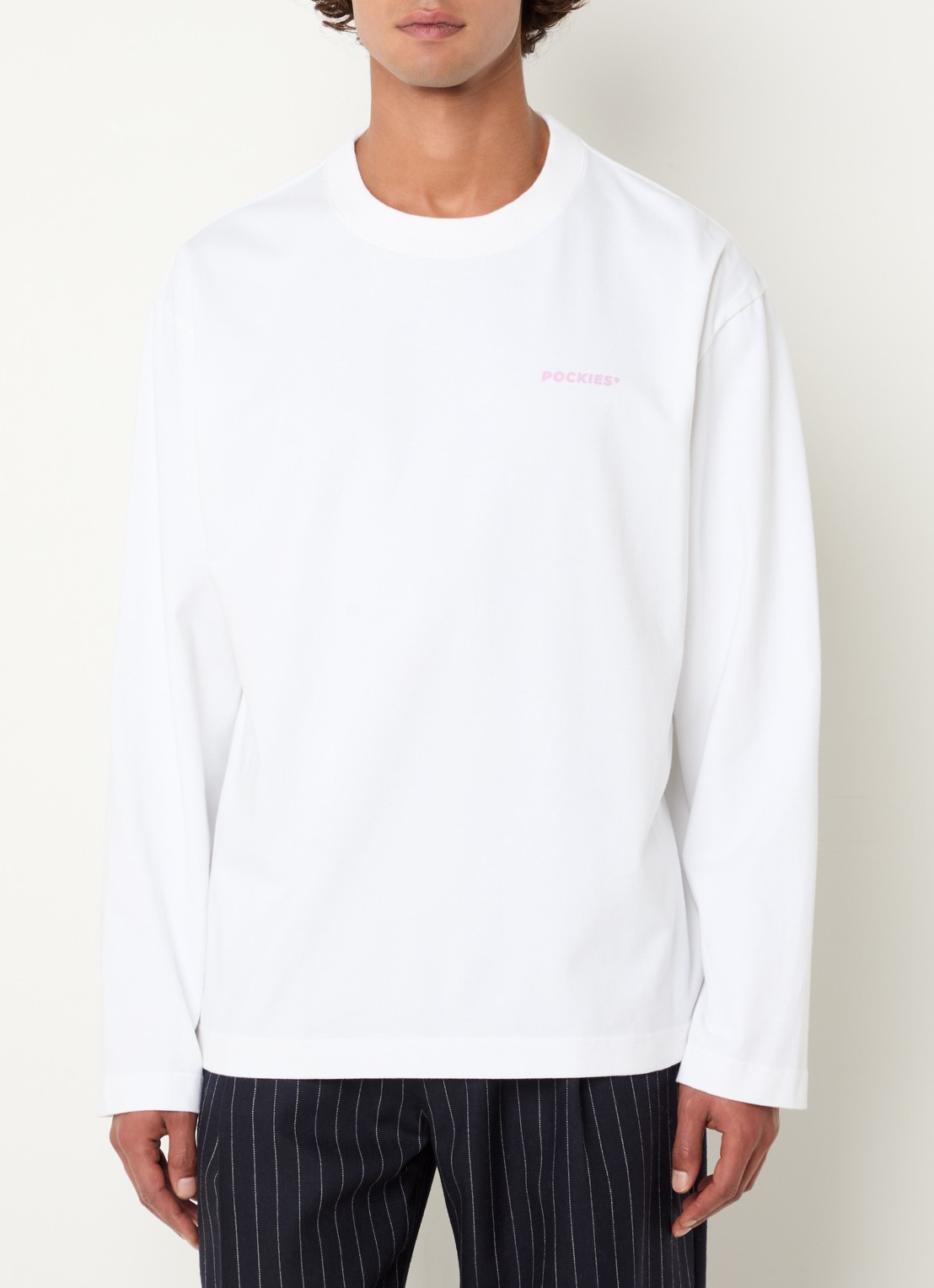Pockies Move longsleeve met logo- en backprint - achterkant wit