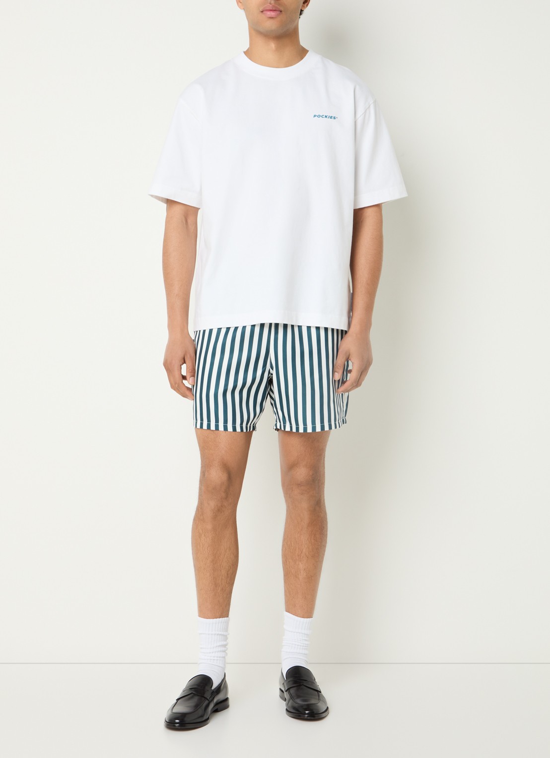 Pockies Pool T-shirt met logo- en backprint - voorkant 3 wit