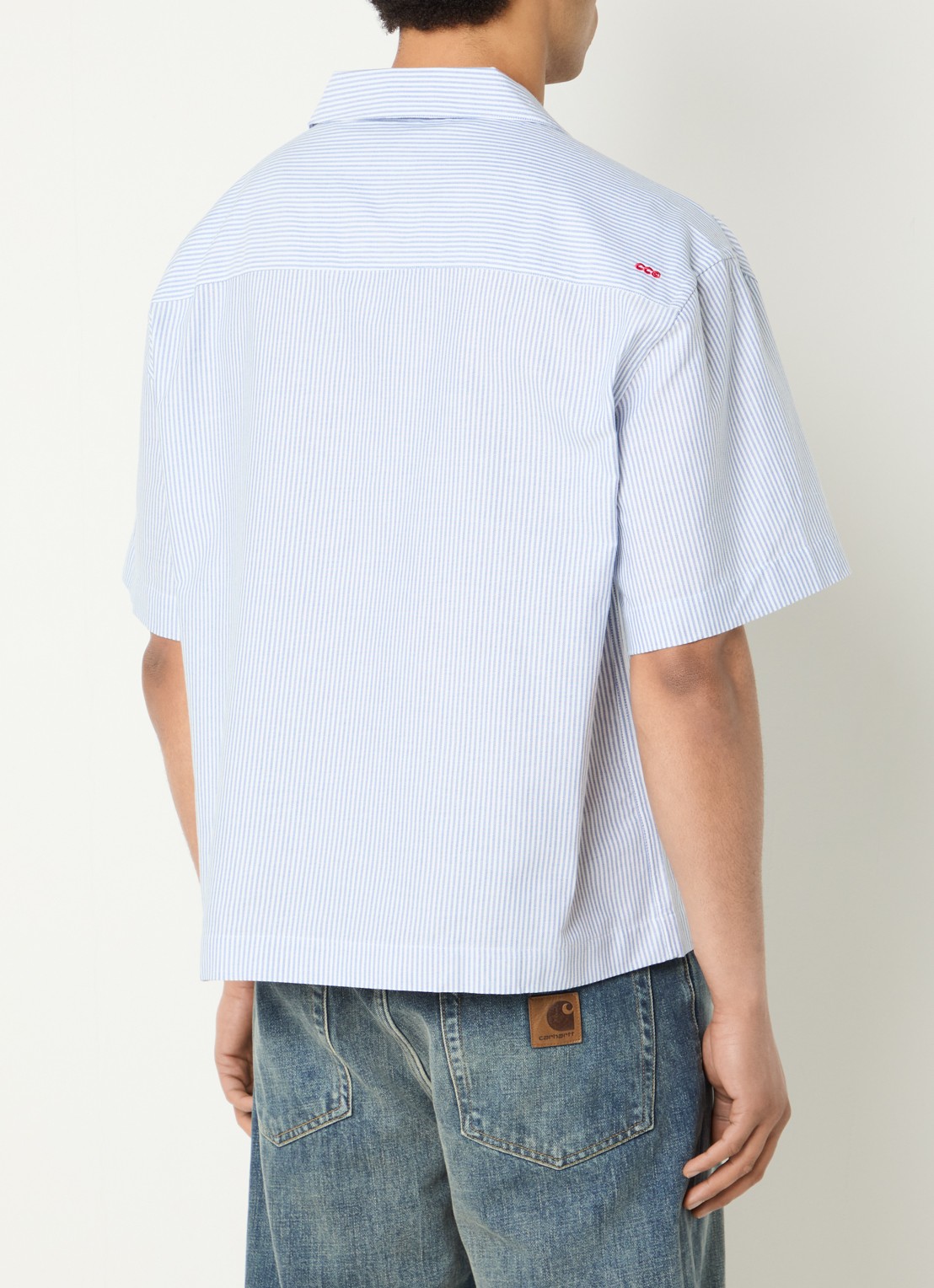 Pockies Regular fit overhemd met logo - achterkant 3 lichtblauw