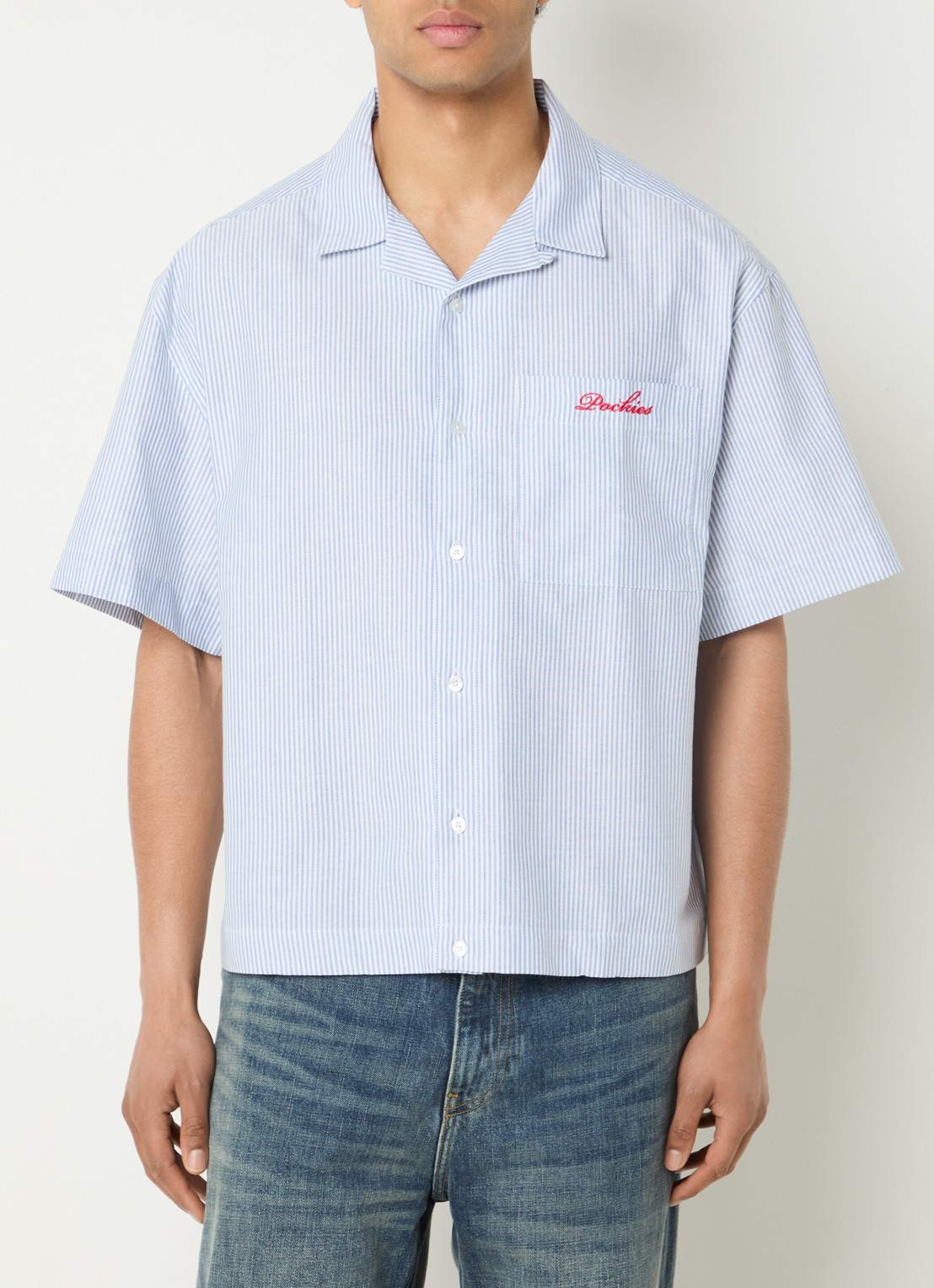 Pockies Regular fit overhemd met logo - detail 4 lichtblauw