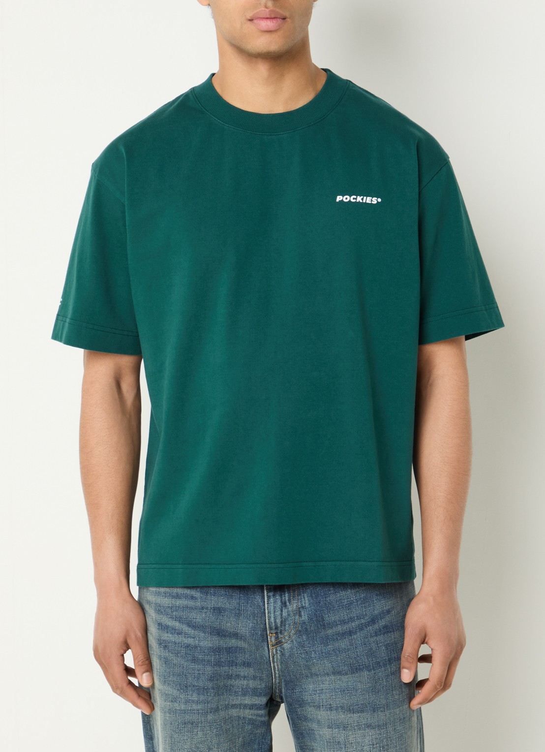 Pockies Sundays T-shirt met logo- en backprint - achterkant donkergroen
