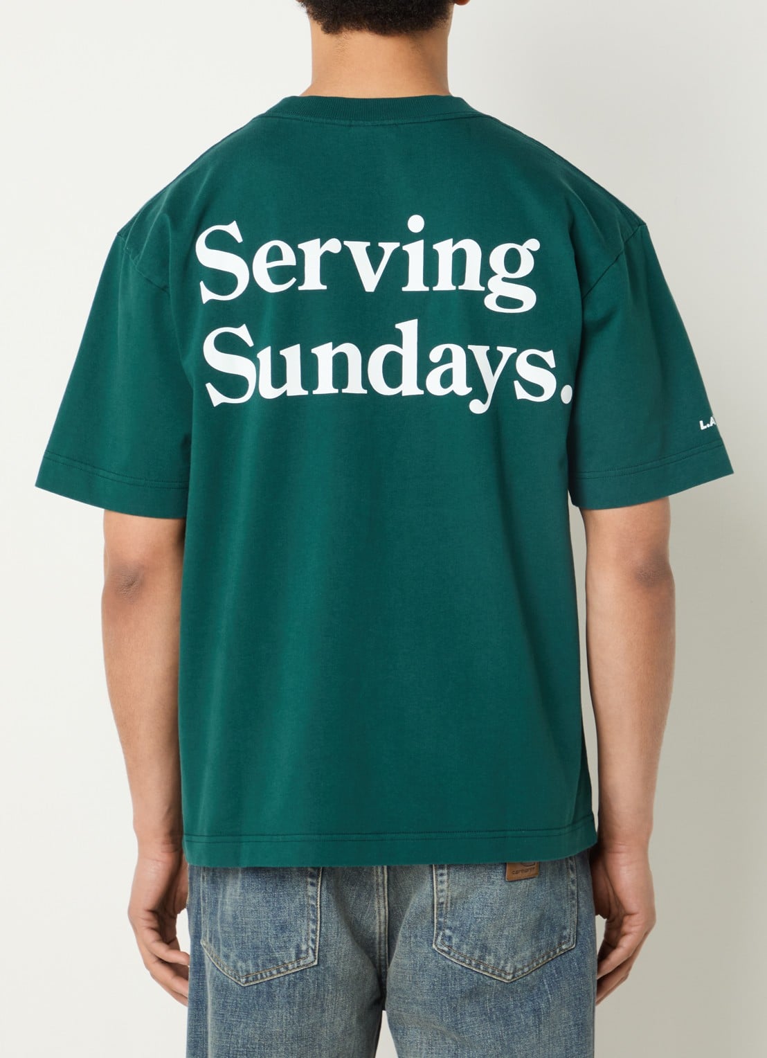 Pockies Sundays T-shirt met logo- en backprint - detail 2 donkergroen
