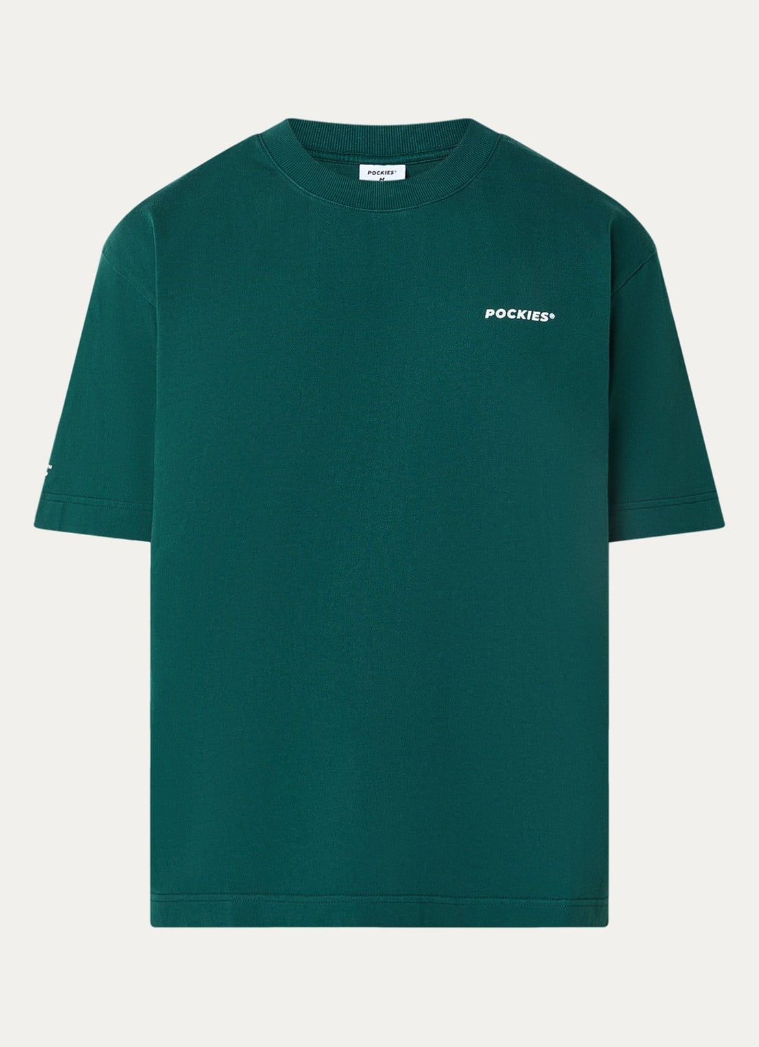 Pockies Sundays T-shirt met logo- en backprint - voorkant 3 donkergroen