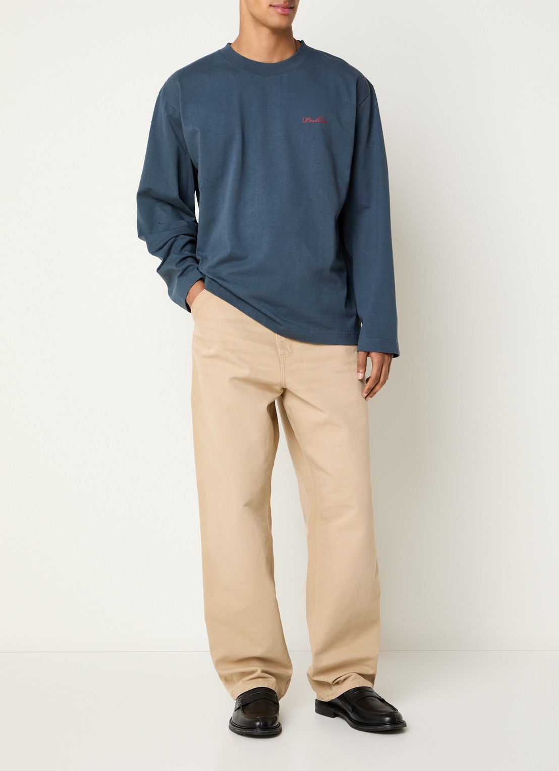 Pockies Sweater met logo- en backprint - voorkant 2 donkerblauw