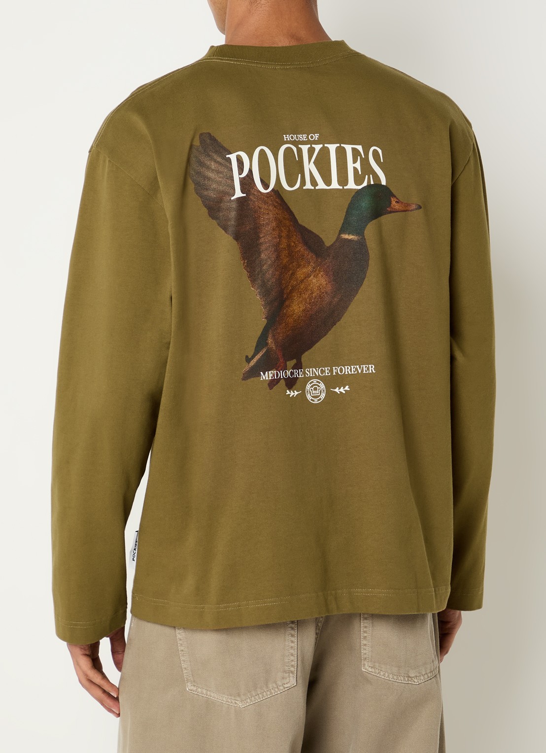 Pockies Sweater met logo- en backprint - detail groen