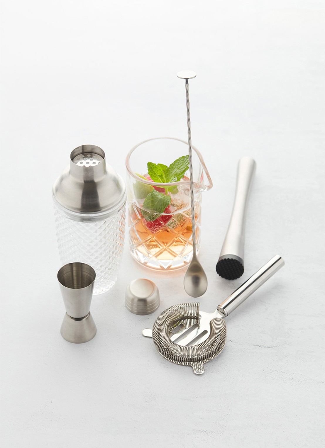 Point-Virgule Cocktailset 6-delig - voorkant 2 zilver